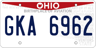 OH license plate GKA6962