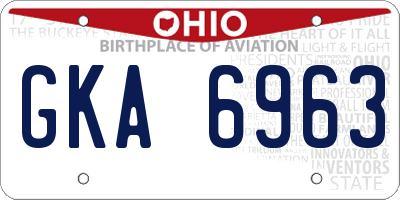 OH license plate GKA6963