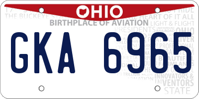 OH license plate GKA6965