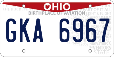OH license plate GKA6967