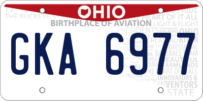 OH license plate GKA6977