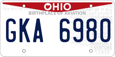 OH license plate GKA6980