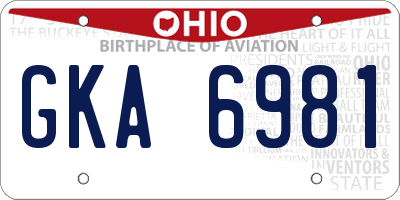 OH license plate GKA6981
