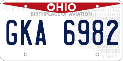 OH license plate GKA6982
