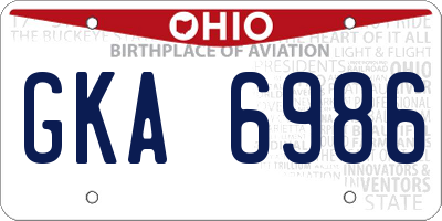 OH license plate GKA6986