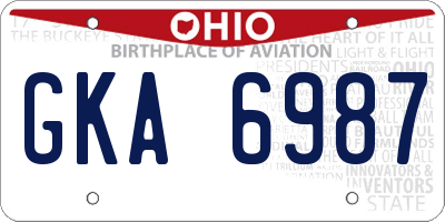 OH license plate GKA6987