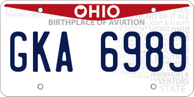 OH license plate GKA6989