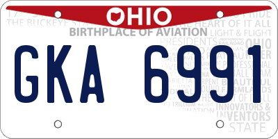 OH license plate GKA6991