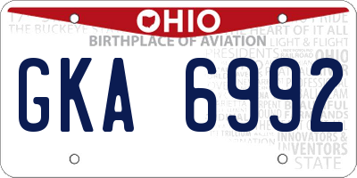 OH license plate GKA6992