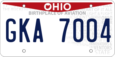 OH license plate GKA7004