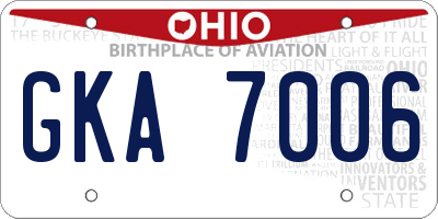 OH license plate GKA7006
