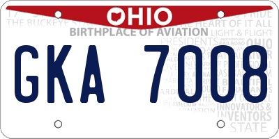 OH license plate GKA7008