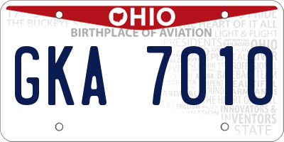 OH license plate GKA7010