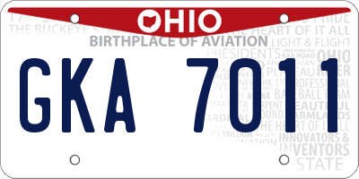 OH license plate GKA7011