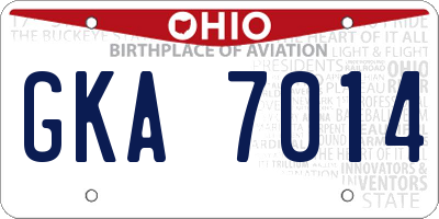OH license plate GKA7014