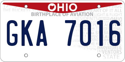 OH license plate GKA7016