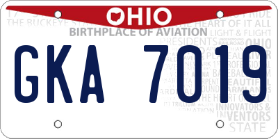 OH license plate GKA7019
