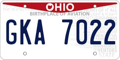 OH license plate GKA7022