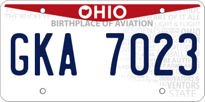 OH license plate GKA7023