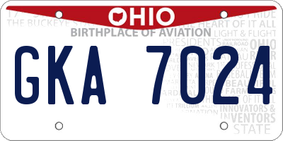 OH license plate GKA7024