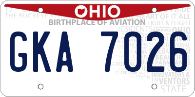 OH license plate GKA7026