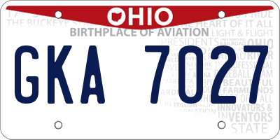 OH license plate GKA7027