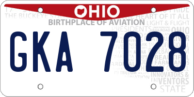 OH license plate GKA7028