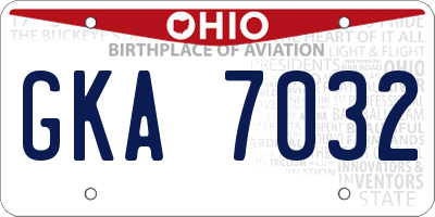 OH license plate GKA7032