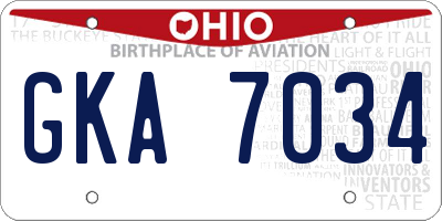 OH license plate GKA7034