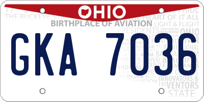 OH license plate GKA7036