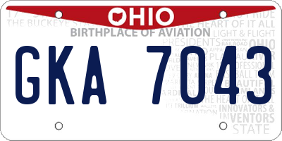 OH license plate GKA7043