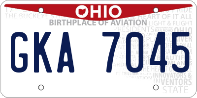 OH license plate GKA7045