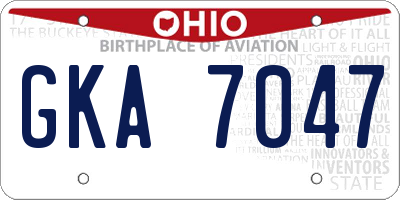 OH license plate GKA7047