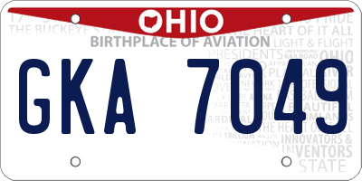 OH license plate GKA7049