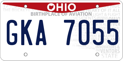 OH license plate GKA7055
