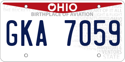 OH license plate GKA7059
