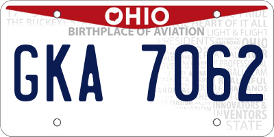 OH license plate GKA7062