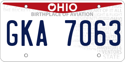 OH license plate GKA7063