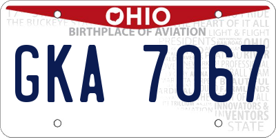OH license plate GKA7067