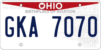 OH license plate GKA7070