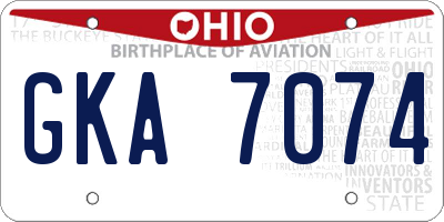 OH license plate GKA7074