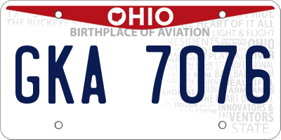 OH license plate GKA7076