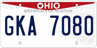 OH license plate GKA7080