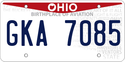 OH license plate GKA7085