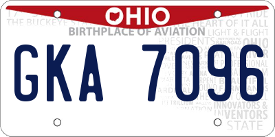 OH license plate GKA7096