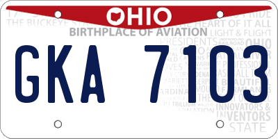 OH license plate GKA7103