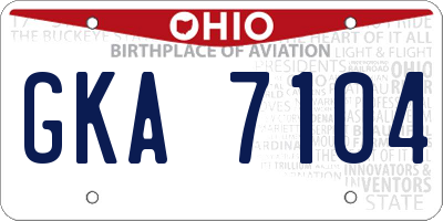 OH license plate GKA7104