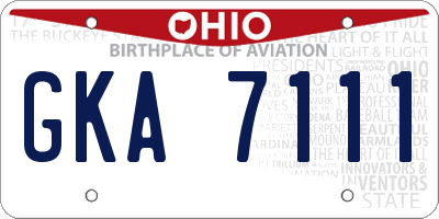 OH license plate GKA7111