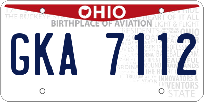 OH license plate GKA7112