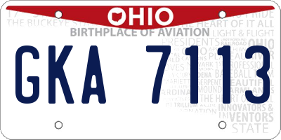 OH license plate GKA7113